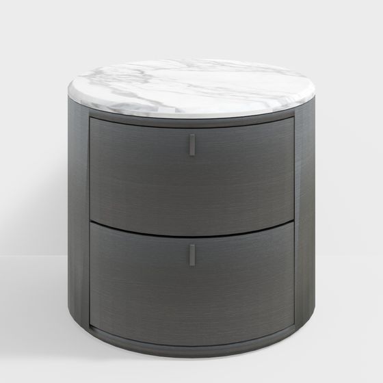 Sleek Rounded Nightstand 3D model