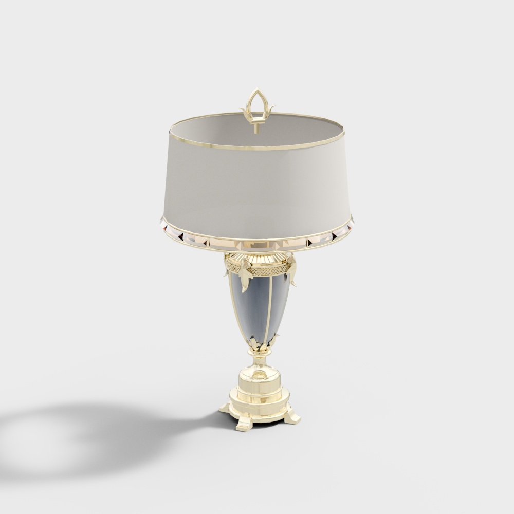 Elegant Modern Art Table Lamp 3D Model – Gold & Blue Design