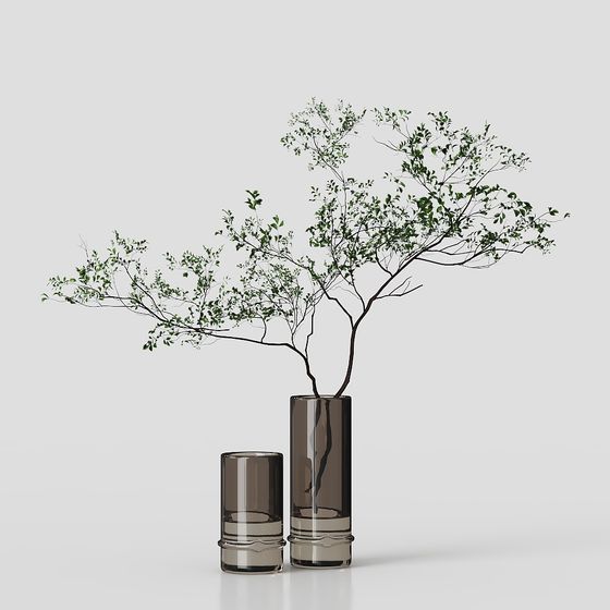Life Tree in Glass Vase 3D model
