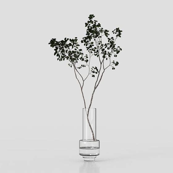 Natural Rhythm in Glass Vase 3D model for Modern Spaces