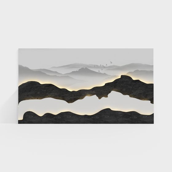 Morning Mist Mountain Scene 3D model