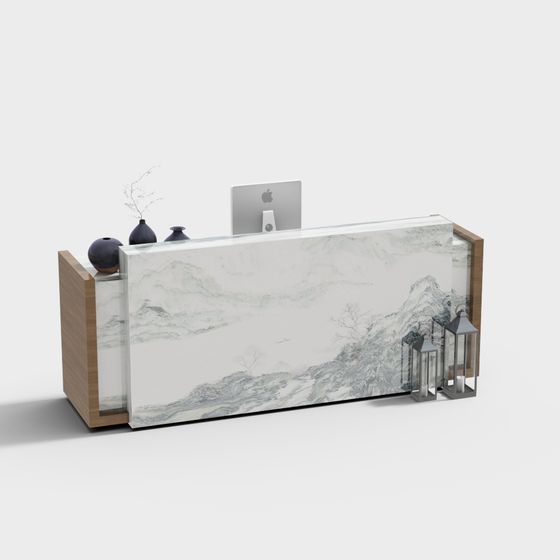 Landscape Painting Reception Desk 3D model for Creative Spaces