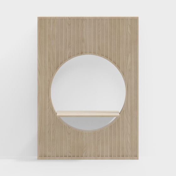 New Chinese-Style Round Partition 3D Model in Wood Color