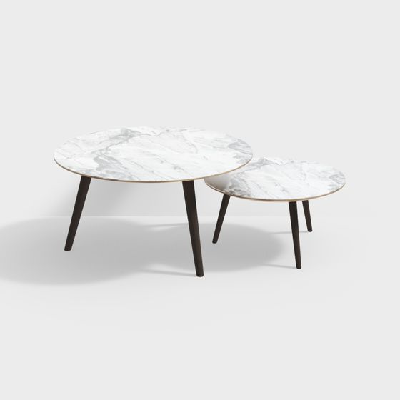 Marble Round Table Set 3D model