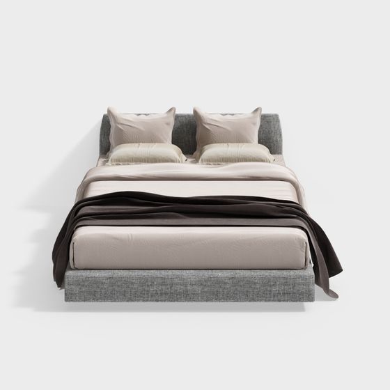 Elegant Gray Bed 3D model for Modern Interiors
