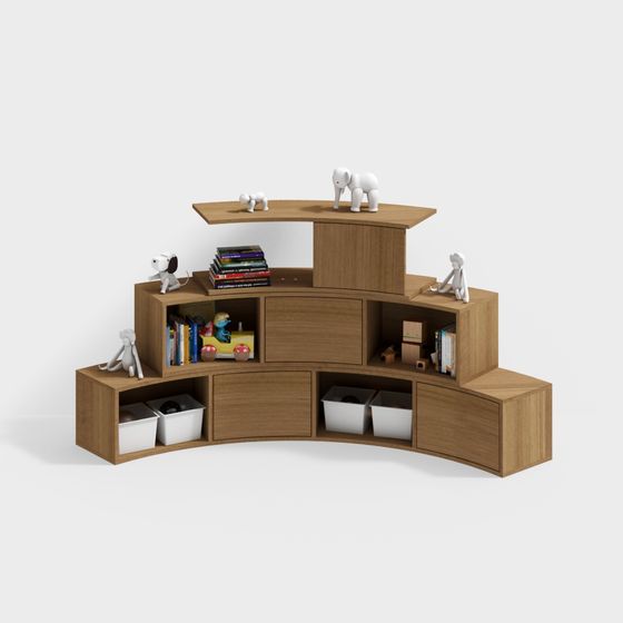 Curved Storage Cabinet 3D model