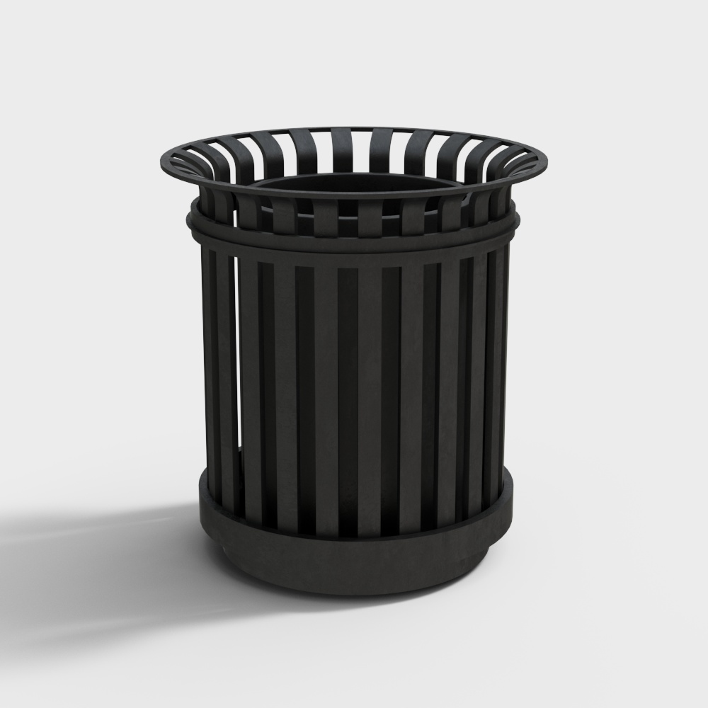 Urban Trash Bin Low-Poly 3D Model