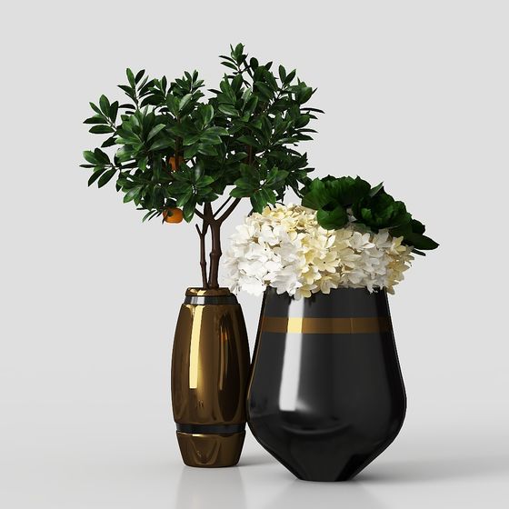 Elegant Vase Duo 3D model for Creative Projects