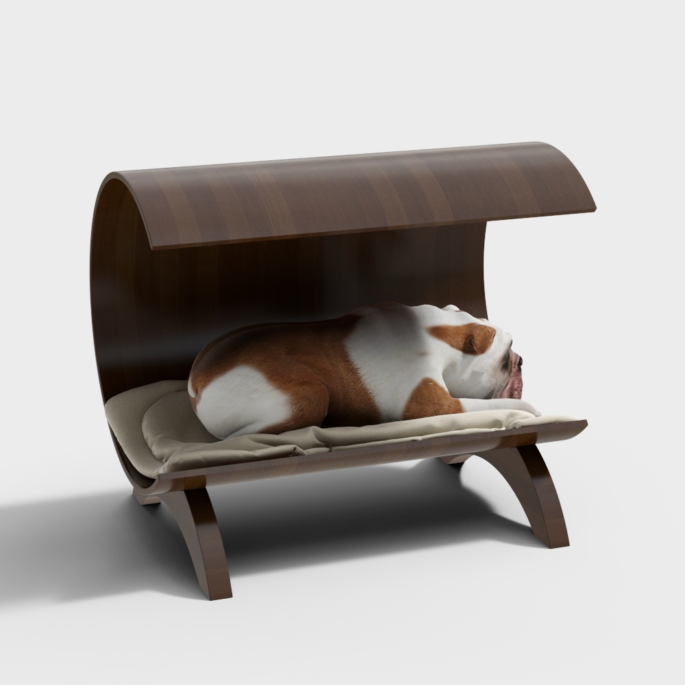 Chalet en bois semi-circulaire pour chien