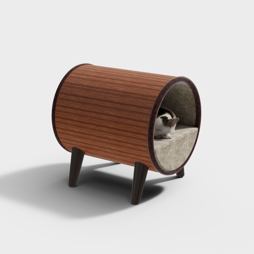 Wooden cat nest bucket shaped