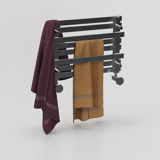 Stylish Low-Poly Towel Rack 3D model for Modern Spaces