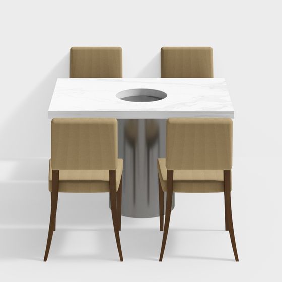 Modern Minimalist Dining Table and Chairs 3D model