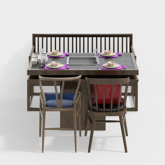 Stylish Dining Table and Chairs 3D Model for Contemporary Spaces