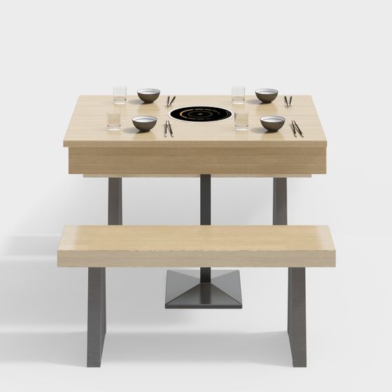 Japanese Hot Pot Dining Table 3D model