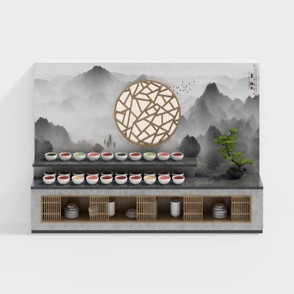 新中式火鍋店牆面裝飾