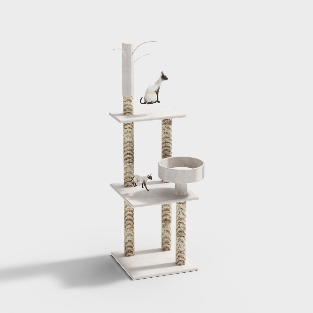 Grey cat climbing frame