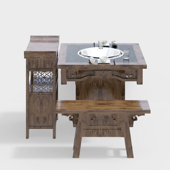 Elegant Chinese Tea Table 3D model