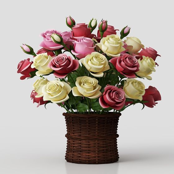 Blooming Romance Rose Bouquet 3D model