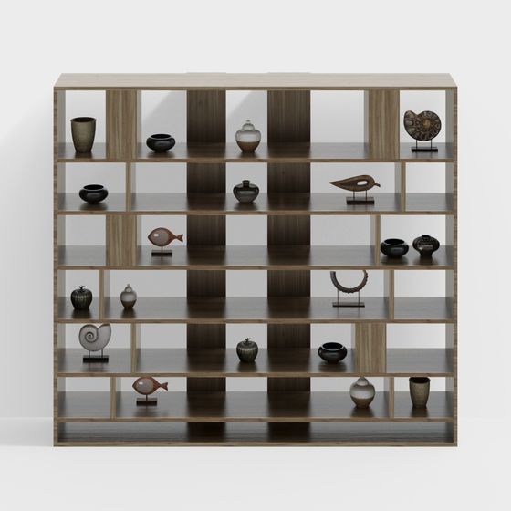 Elegant Low-Poly 3D Bookshelf Model