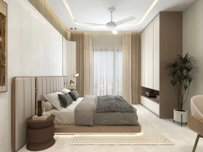 Modern Minimalist Bedroom with Beige Tone