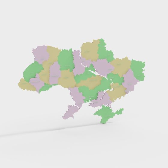 Vibrant Ukrainian Landscape Low-Poly 3D Model