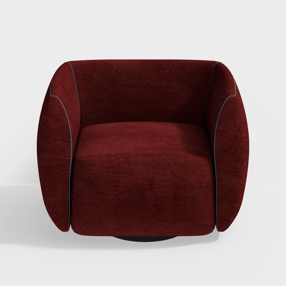 Chic Red Velvet Armchair 3D model