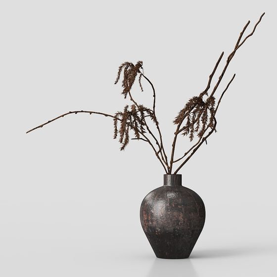Dead Branch Vase Low-Polygon 3D Model