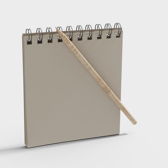 Sketchbook and Pencil 3D model