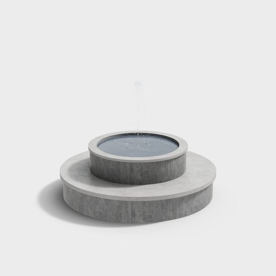 Elegant Concrete Fountain 3D model for Contemporary Design