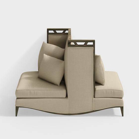 Elegant Low-Poly Beige Sofa 3D Model for Contemporary Spaces