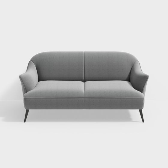 Modern Minimalist Gray Sofa 3D model