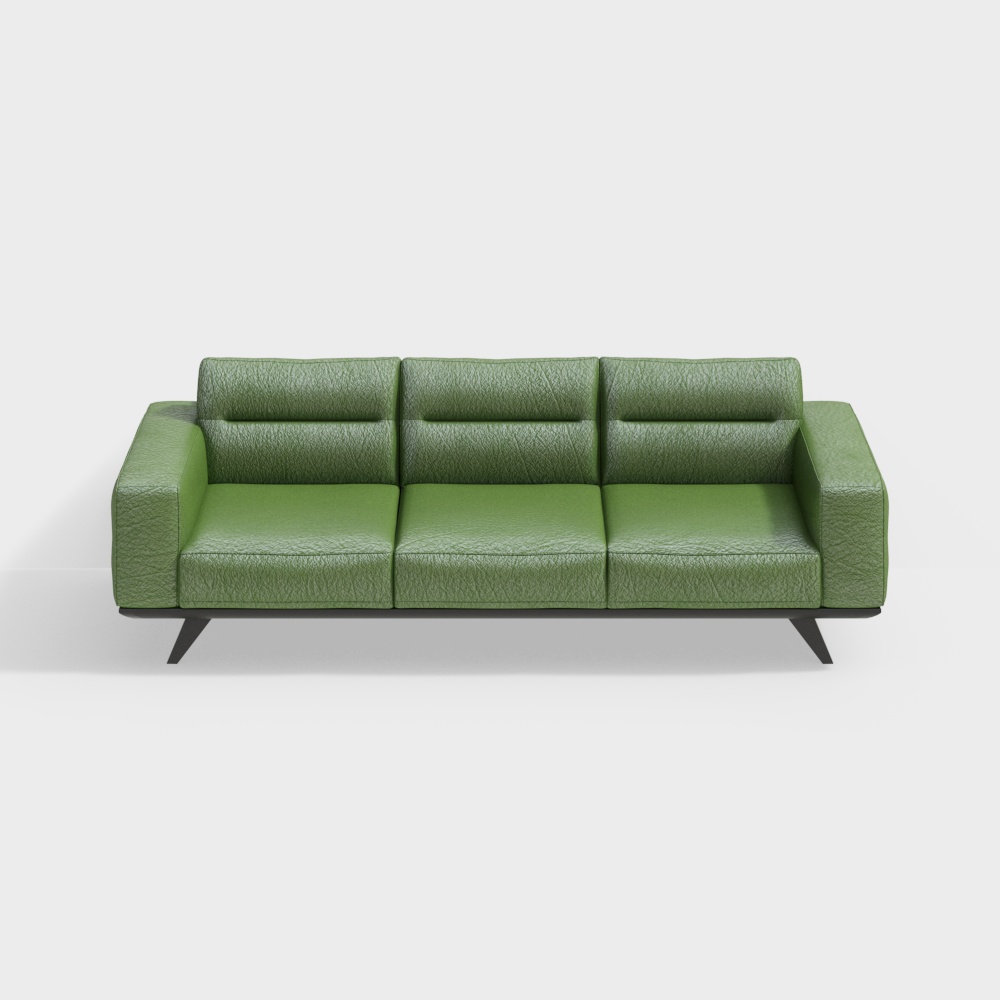 Stylish Low-Poly Green Sofa 3D Model – Minimalist Olive Design