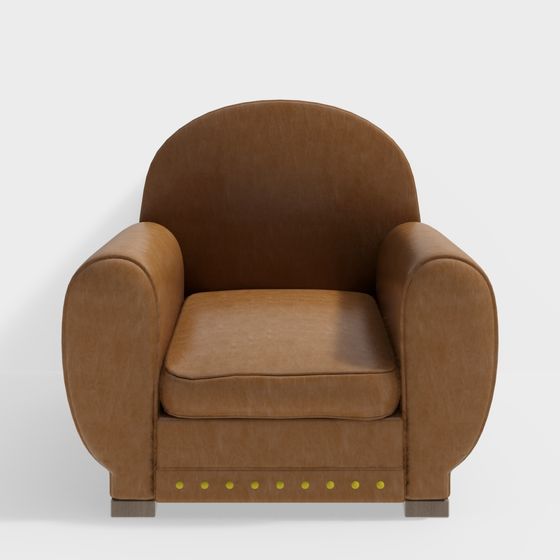 Stylish Vintage Leather Armchair 3D model for Interior Spaces