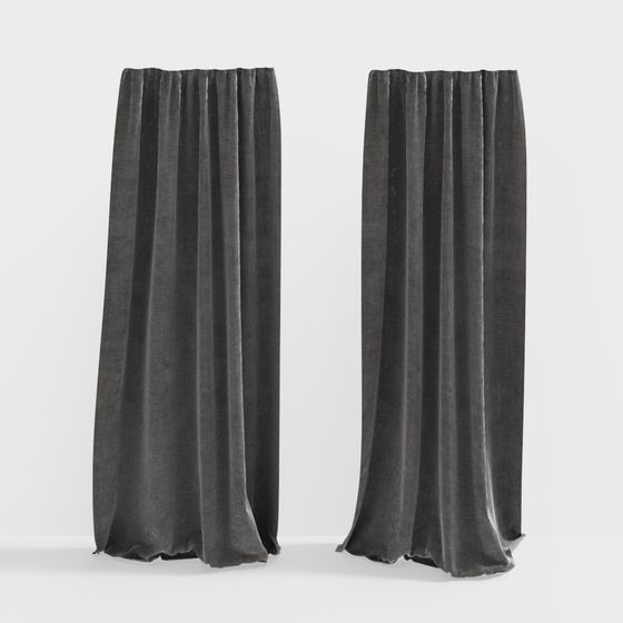 Elegant Gray Curtain 3D Model