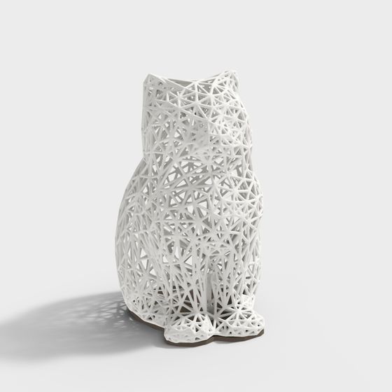 Woven Cat 3D Model with Unique Low-Polygon Design