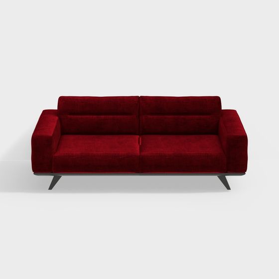 Elegant Low-Poly Red Sofa 3D model