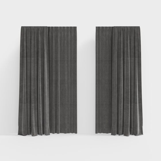 Low-Poly Gray Curtain 3D model for Modern Interiors