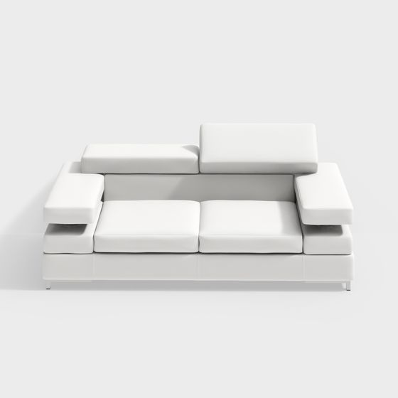 Modern Low-Poly White Sofa 3D model