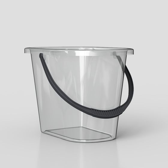 Stylish Transparent Plastic Bucket 3D model for Creative Projects