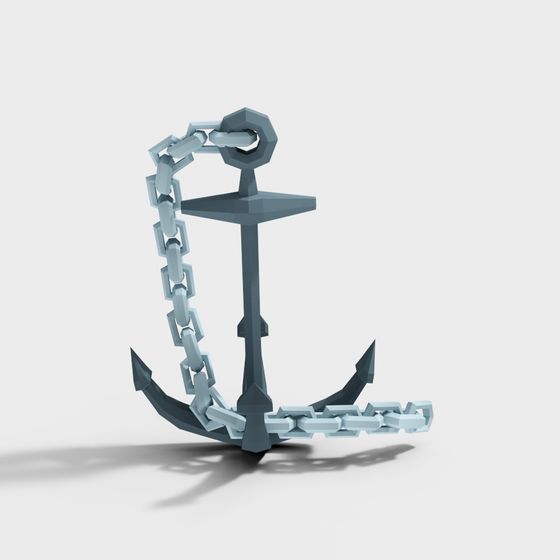 Anchor Chain and Iron Anchor 3D model
