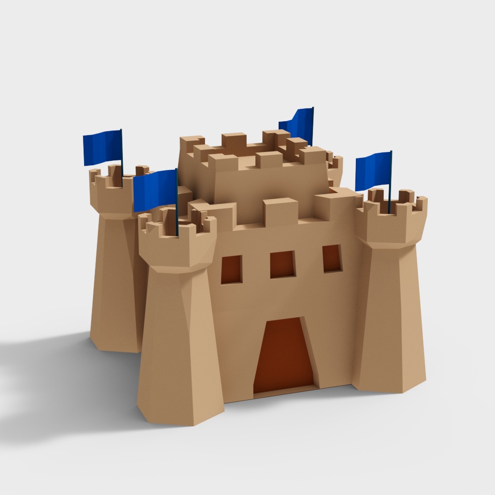 Low Poly Castle 3D Model for Creative Projects