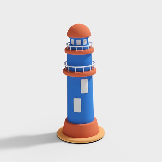 Colorful Low Poly Lighthouse 3D model