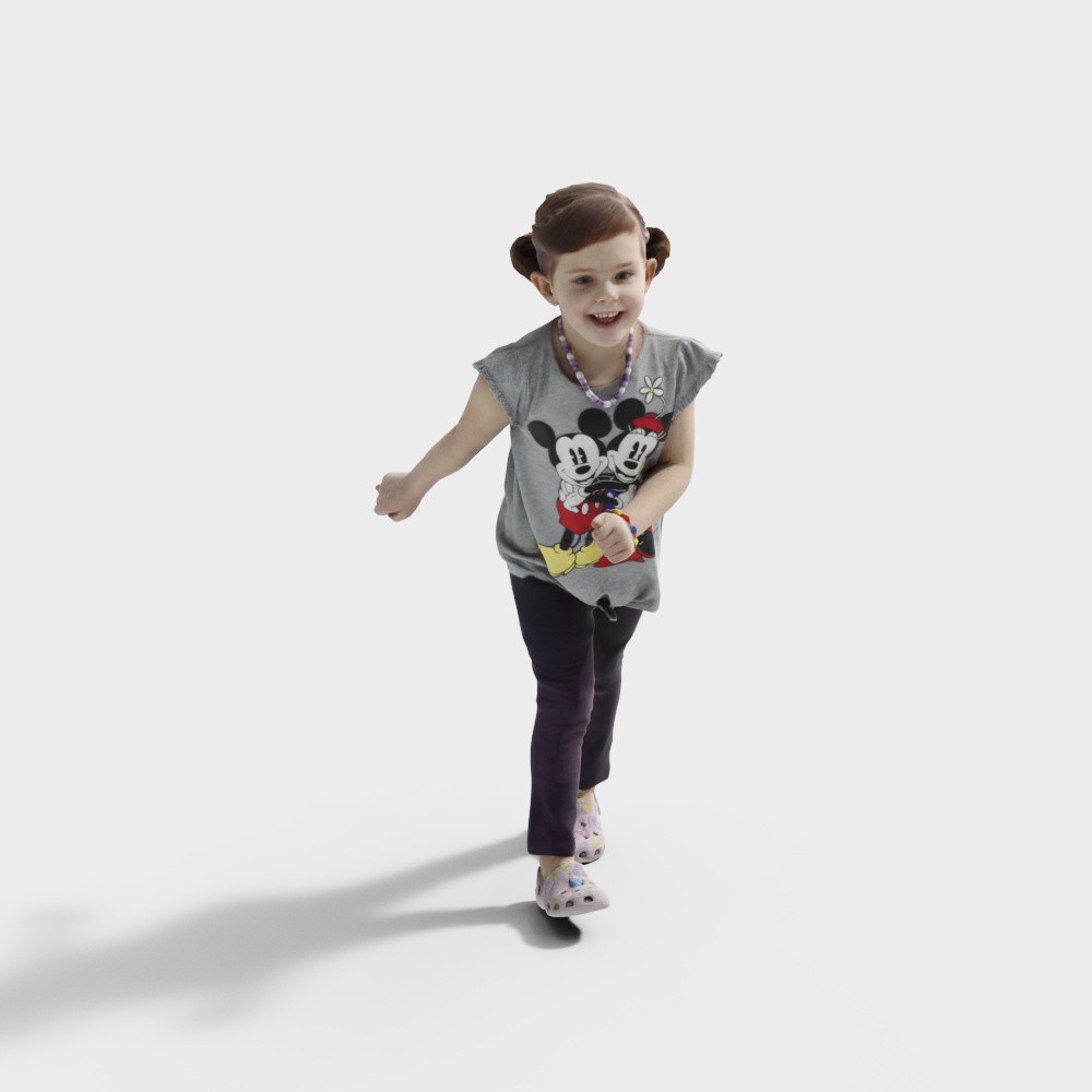 Charming 3D Model of a Joyful Girl