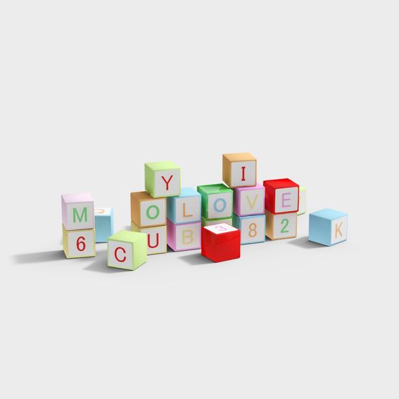 Colorful Low Poly Building Blocks 3D model
