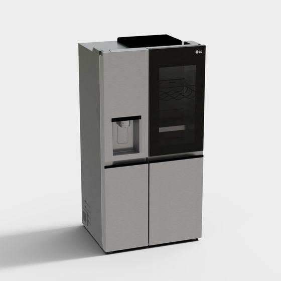 Stylish Low-Poly Refrigerator 3D Model