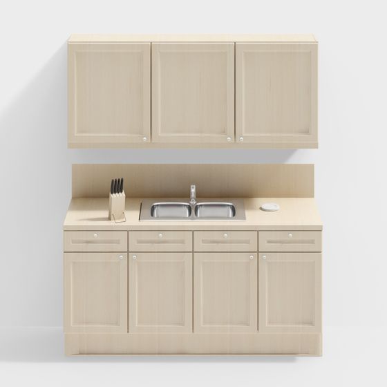 Elegant Kitchen Cabinet 3D model for Modern Spaces