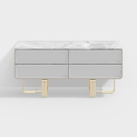 Elegant Marble Nightstand 3D model