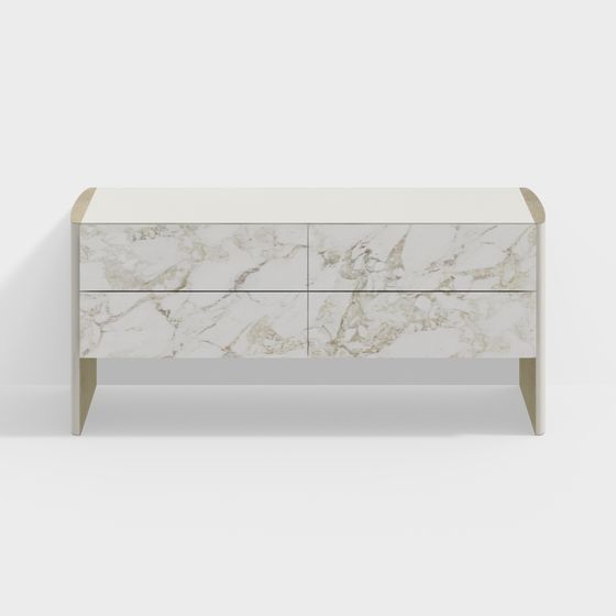 Elegant Marble Style Storage Cabinet 3D model