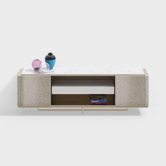 Sophisticated Low-Poly TV Cabinet 3D model