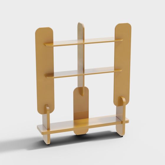 Stylish 3D Bookshelf Model in Low-Poly Design